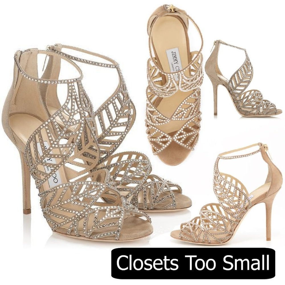 Jimmy Choo Crystal Embellished Open Toe Heels